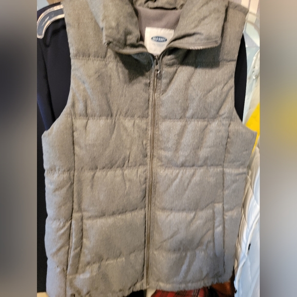 Old Navy Unisex Gray Wool Blend Full Zip Fleece Lined Vest NWOT Med - Picture 6 of 10